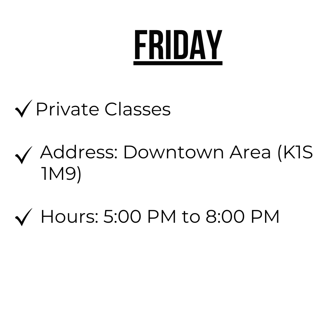 Friday Private Class Schedule