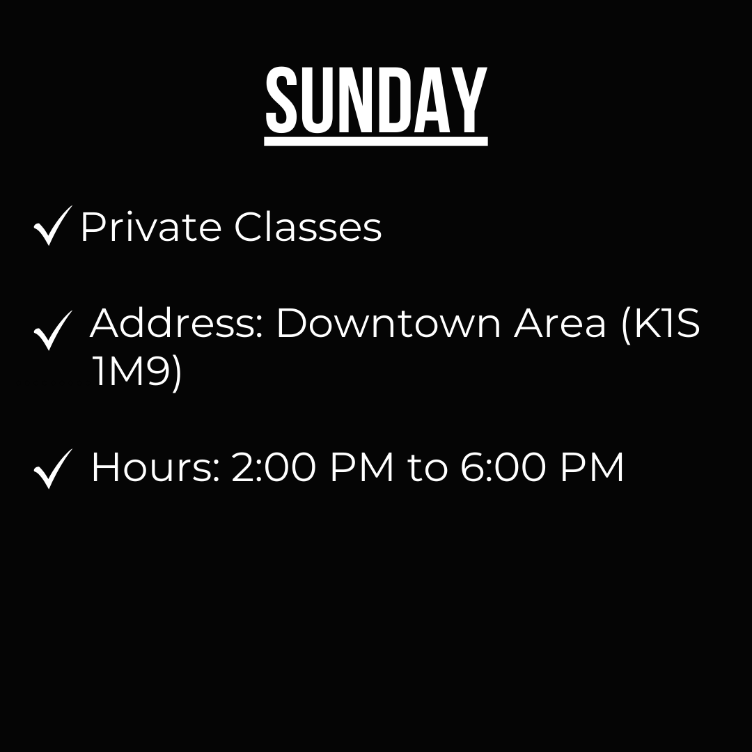 Sunday Private Classes Schedule