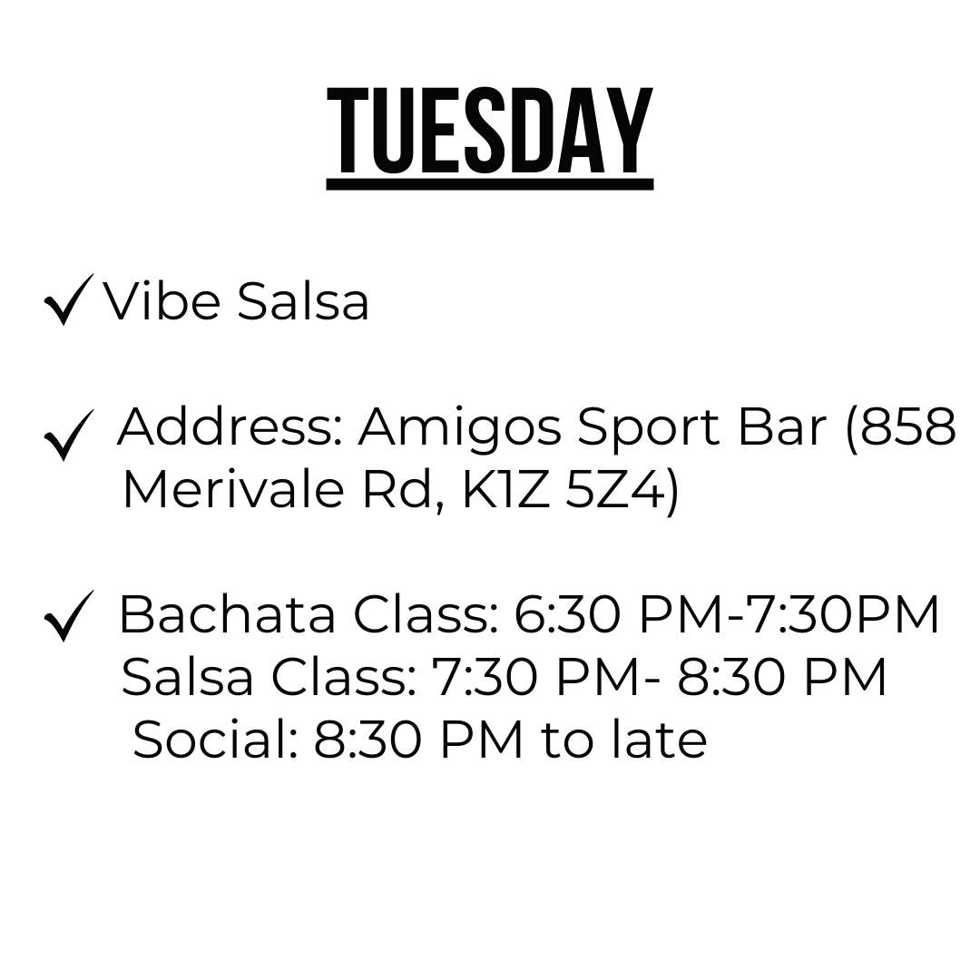 Tuesday Vibe Salsa Schedule